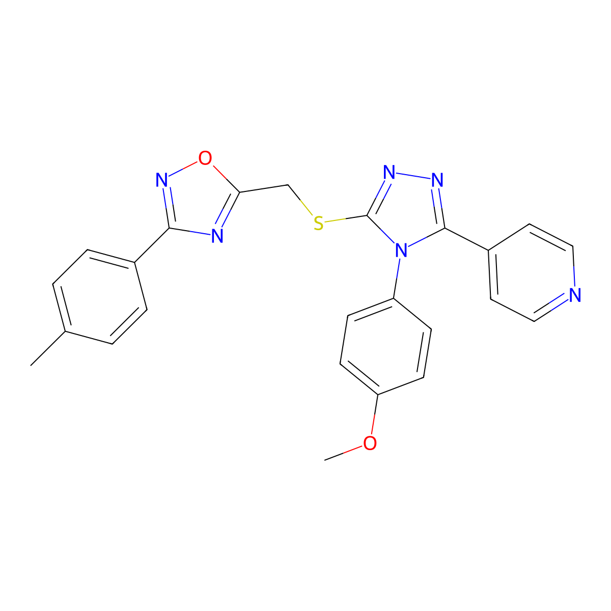4-[4-(4-methoxyphenyl)-5-({[3-(4-methylphenyl)-1,2,4-oxadiazol-5-yl]methyl}sulfanyl)-4H-1,2,4-triazol-3-yl]pyridine molecular structure, CAS 863405-60-1