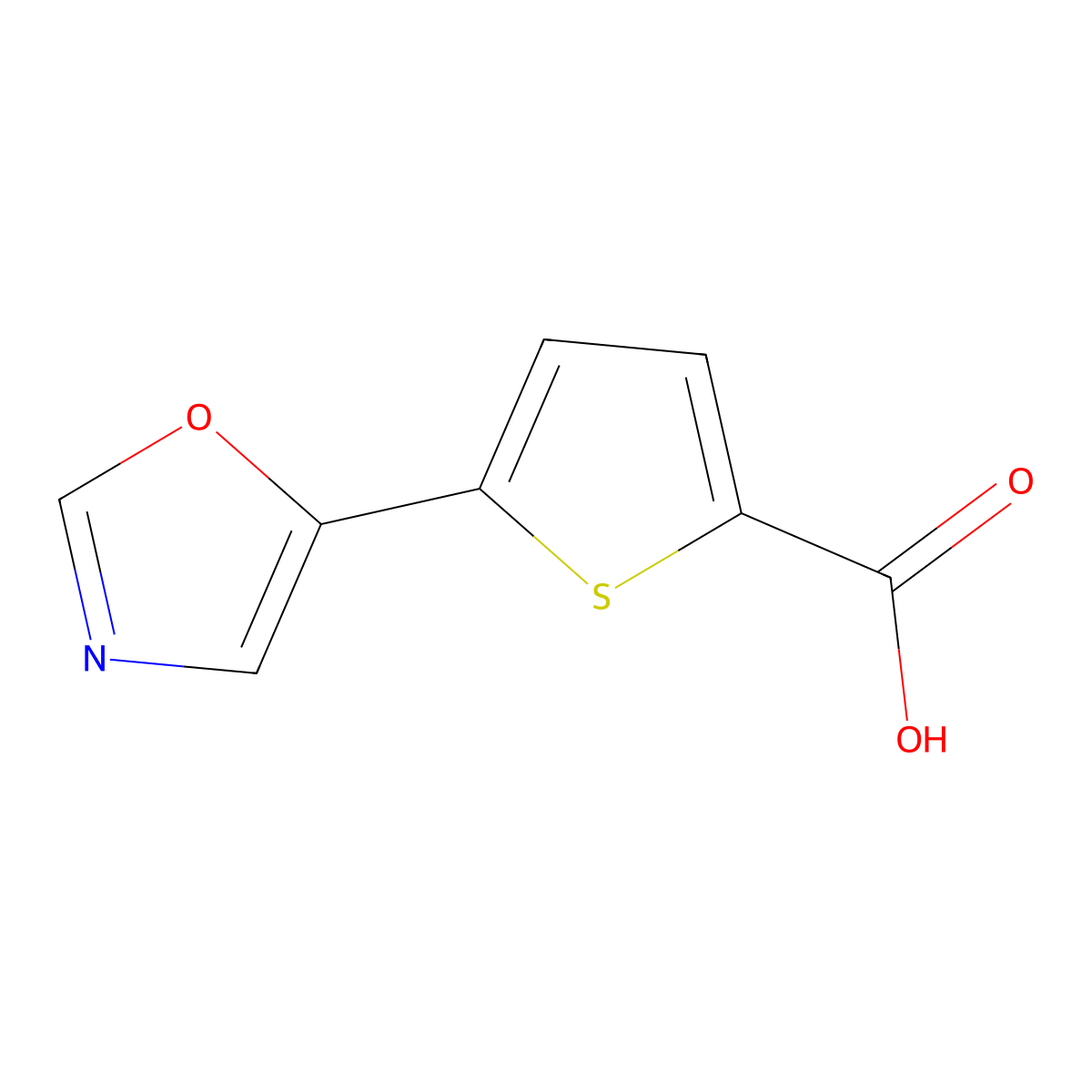 5-Oxazol-5-yl-thiophene-2-carboxylic acid molecular structure, CAS 863409-09-0
