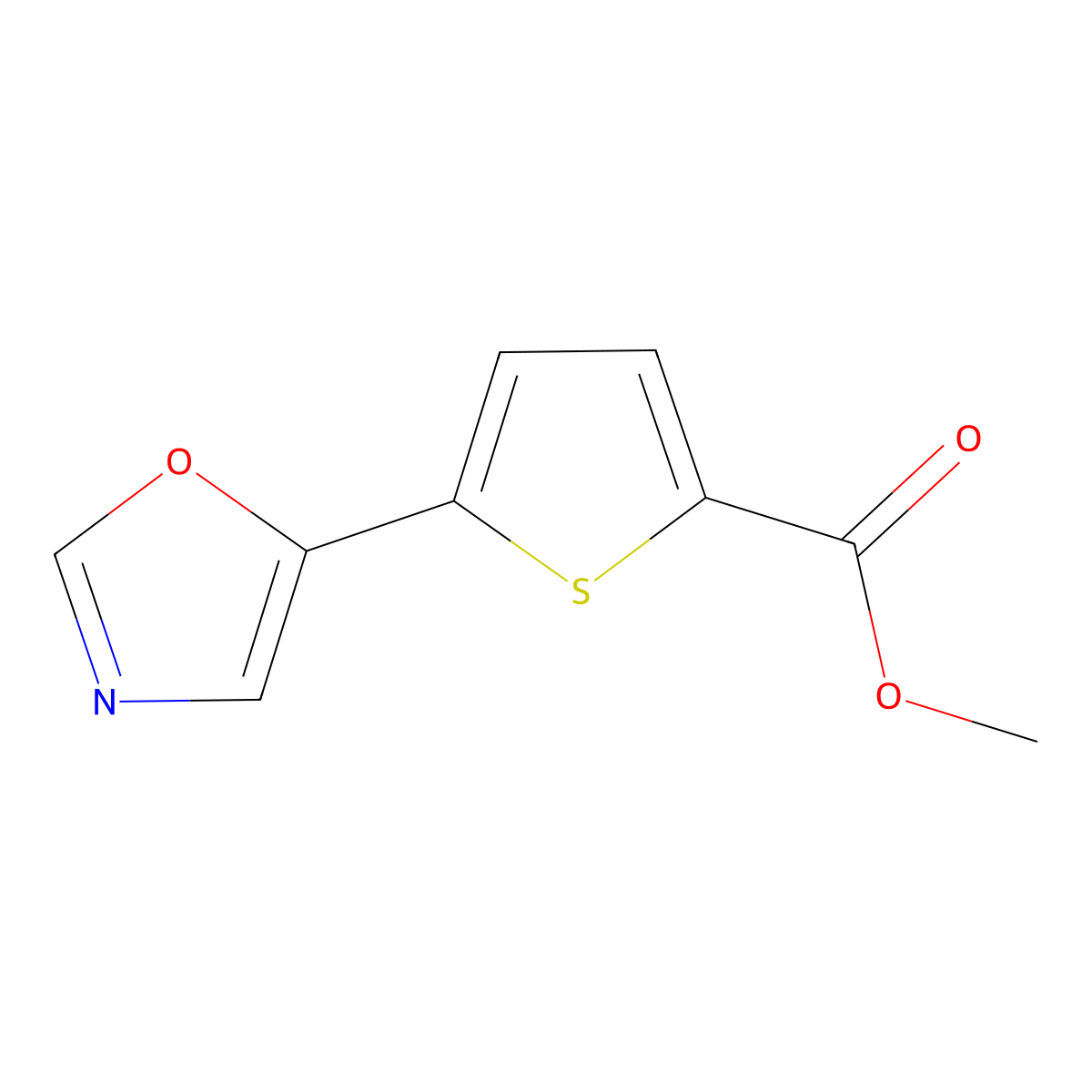 5-Oxazol-5-yl-thiophene-2-carboxylic acid methyl ester molecular structure, CAS 863409-10-3