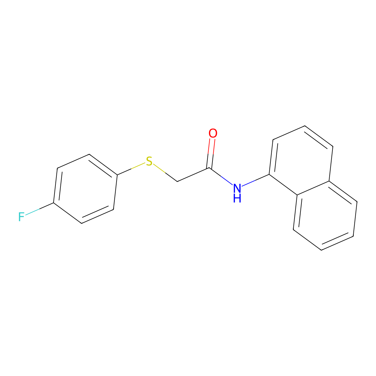 2-((4-fluorophenyl)thio)-N-(naphthalen-1-yl)acetamide molecular structure, CAS 863411-68-1