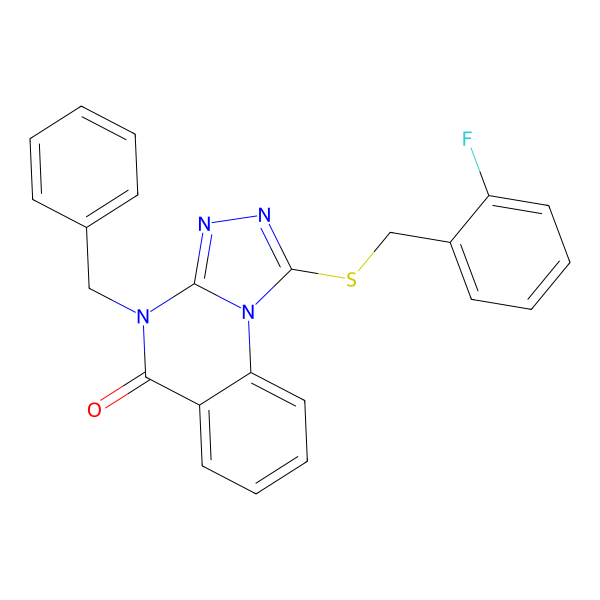 4-benzyl-1-{[(2-fluorophenyl)methyl]sulfanyl}-4H,5H-[1,2,4]triazolo[4,3-a]quinazolin-5-one molecular structure, CAS 863412-53-7