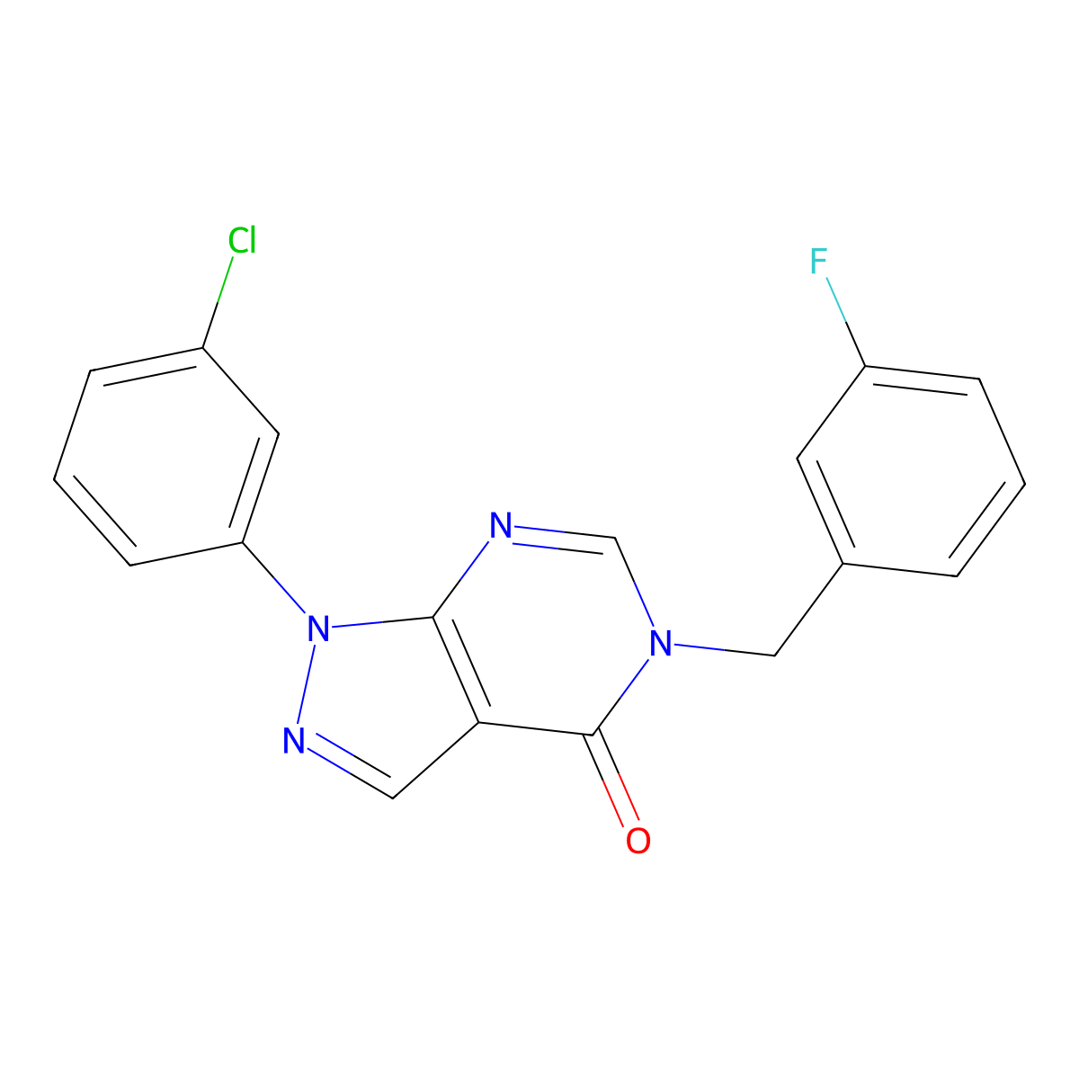 1-(3-chlorophenyl)-5-[(3-fluorophenyl)methyl]-1H,4H,5H-pyrazolo[3,4-d]pyrimidin-4-one molecular structure, CAS 863416-52-8