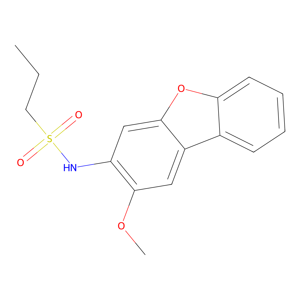 N-(2-methoxydibenzofuran-3-yl)propane-1-sulfonamide molecular structure, CAS 863417-53-2