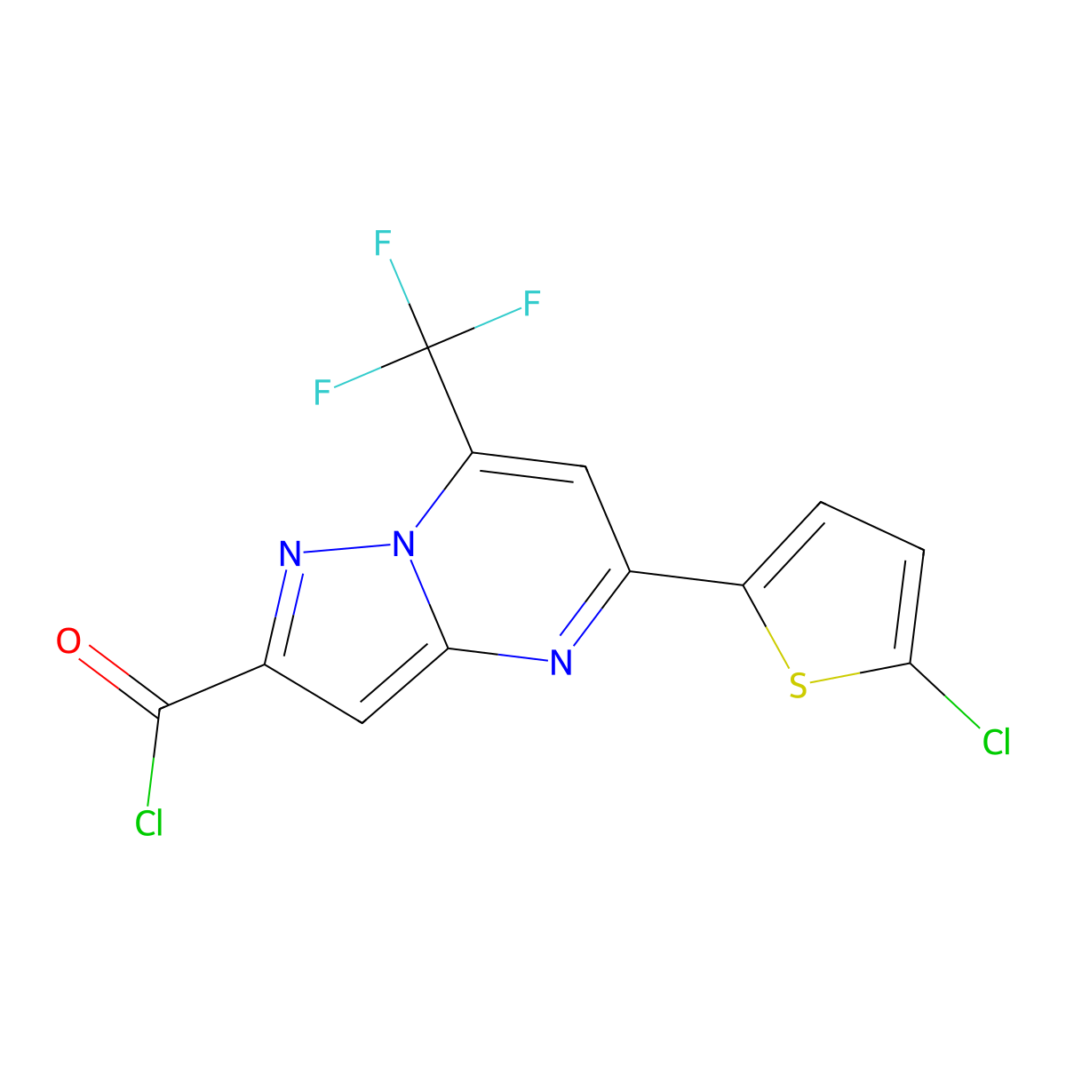 5-(5-Chloro-2-thienyl)-7-(trifluoromethyl)pyrazolo[1,5-A]pyrimidine-2-carbonyl chloride molecular structure, CAS 863435-88-5
