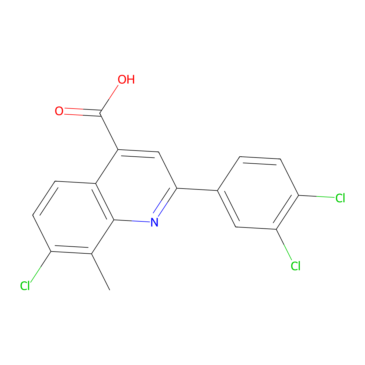 7-Chloro-2-(3,4-dichlorophenyl)-8-methylquinoline-4-carboxylic acid molecular structure, CAS 863437-98-3