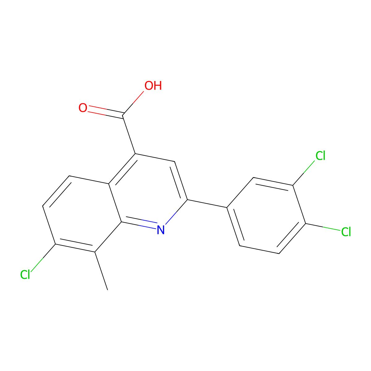 7-Chloro-2-(3,4-dichlorophenyl)-8-methylquinoline-4-carboxylic acid molecular structure, CAS 863437-98-3