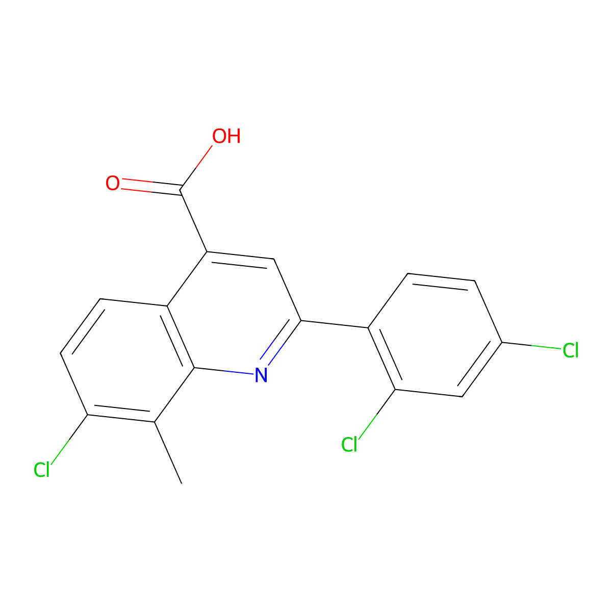 7-Chloro-2-(2,4-dichlorophenyl)-8-methylquinoline-4-carboxylic acid molecular structure, CAS 863438-00-0