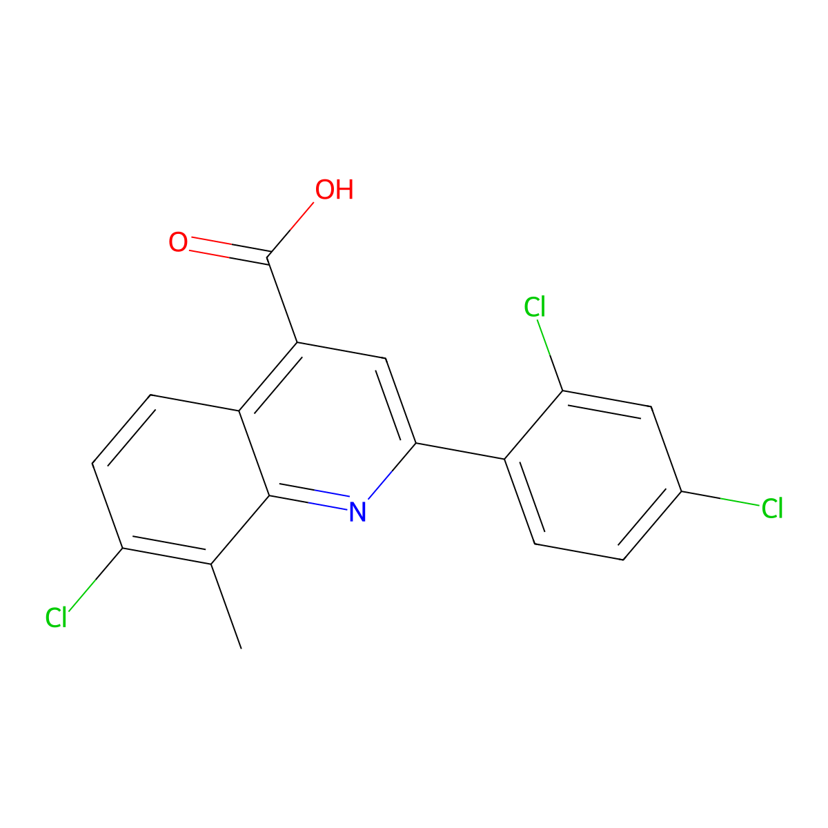 7-Chloro-2-(2,4-dichlorophenyl)-8-methylquinoline-4-carboxylic acid molecular structure, CAS 863438-00-0