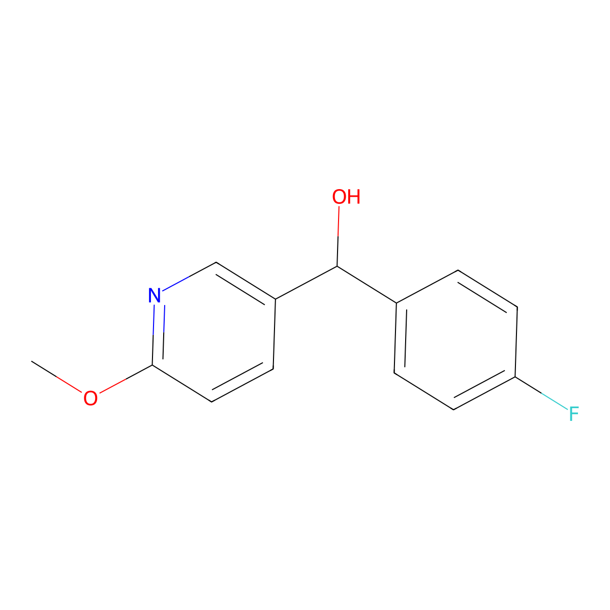 (4-Fluorophenyl)[6-(methyloxy)-3-pyridinyl]methanol molecular structure, CAS 863443-00-9