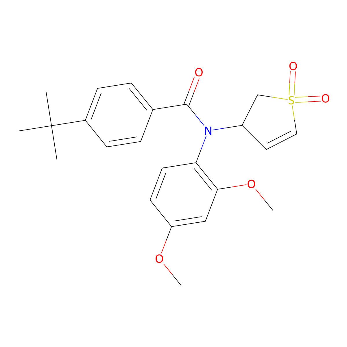 4-(tert-butyl)-N-(2,4-dimethoxyphenyl)-N-(1,1-dioxido-2,3-dihydrothiophen-3-yl)benzamide molecular structure, CAS 863443-73-6