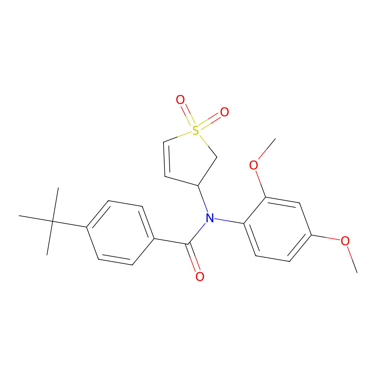 4-(tert-butyl)-N-(2,4-dimethoxyphenyl)-N-(1,1-dioxido-2,3-dihydrothiophen-3-yl)benzamide molecular structure, CAS 863443-73-6