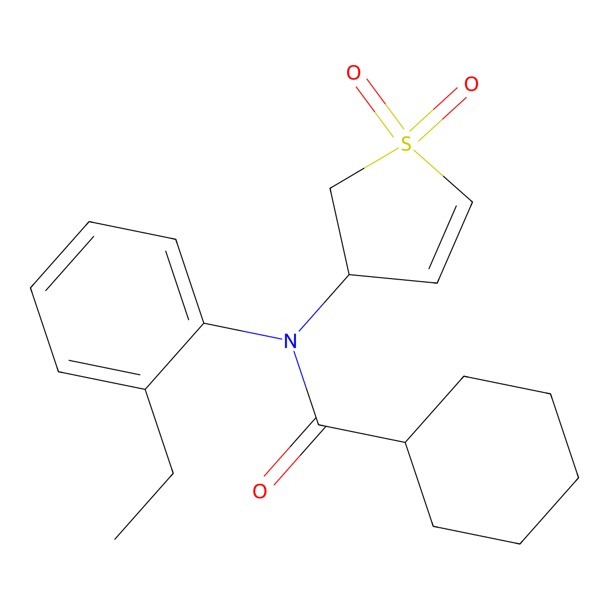 N-(1,1-dioxido-2,3-dihydrothiophen-3-yl)-N-(2-ethylphenyl)cyclohexanecarboxamide molecular structure, CAS 863443-88-3