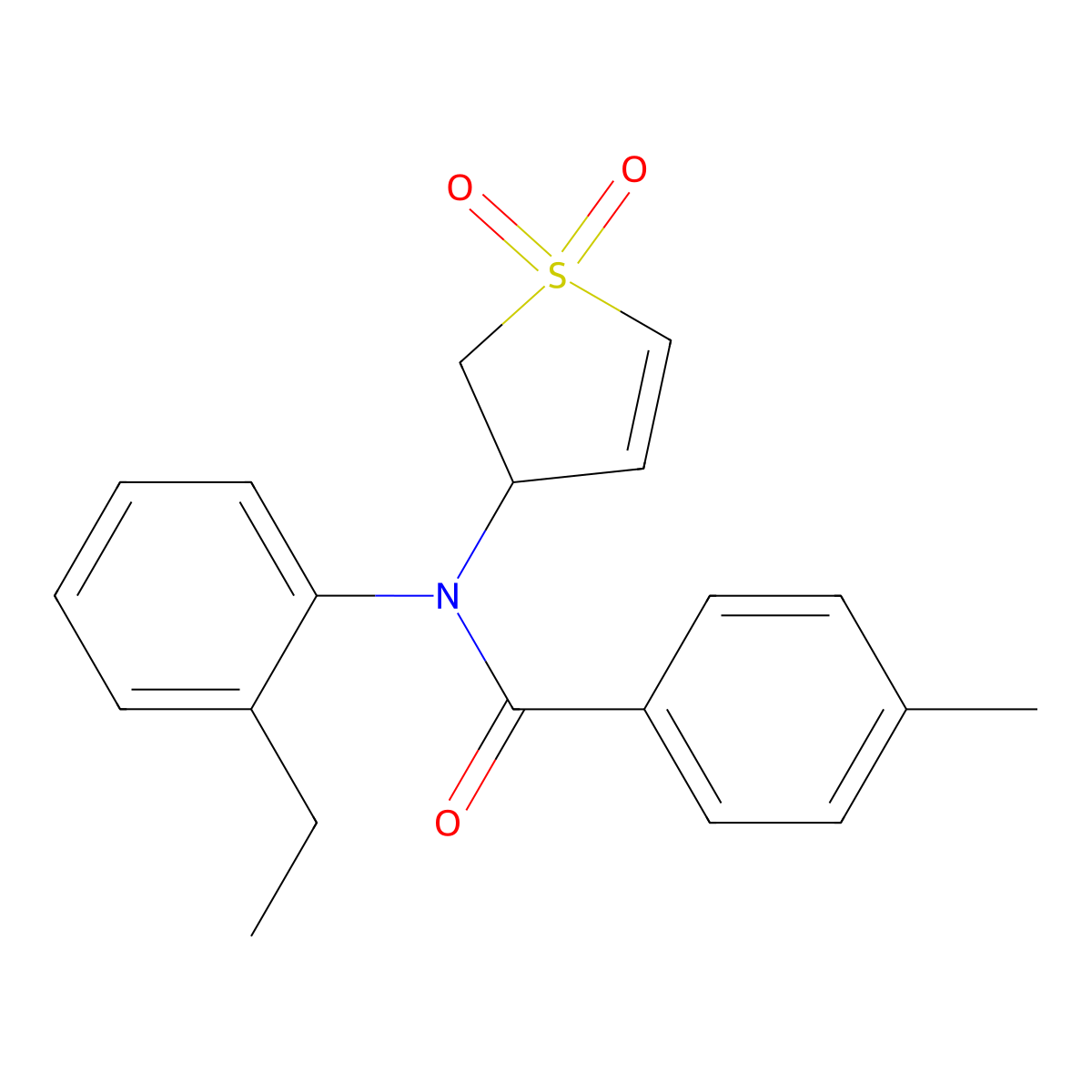 N-(1,1-dioxido-2,3-dihydrothiophen-3-yl)-N-(2-ethylphenyl)-4-methylbenzamide molecular structure, CAS 863443-91-8