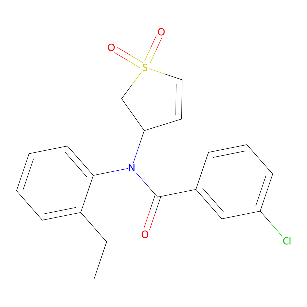 3-chloro-N-(1,1-dioxido-2,3-dihydrothiophen-3-yl)-N-(2-ethylphenyl)benzamide molecular structure, CAS 863443-93-0