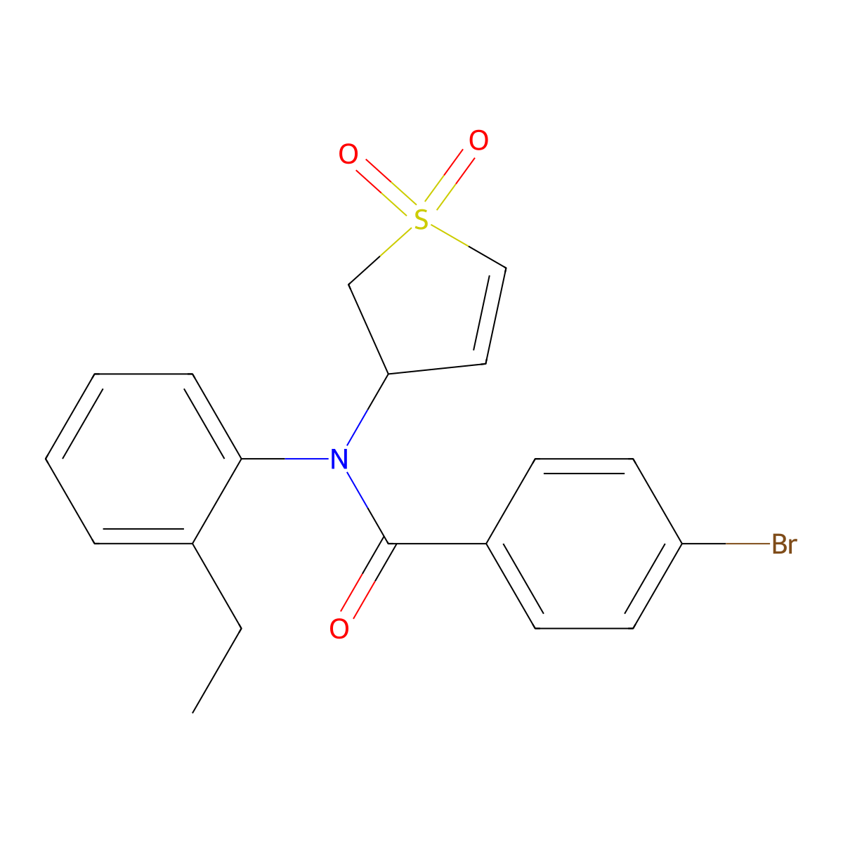 4-bromo-N-(1,1-dioxido-2,3-dihydrothiophen-3-yl)-N-(2-ethylphenyl)benzamide molecular structure, CAS 863443-95-2