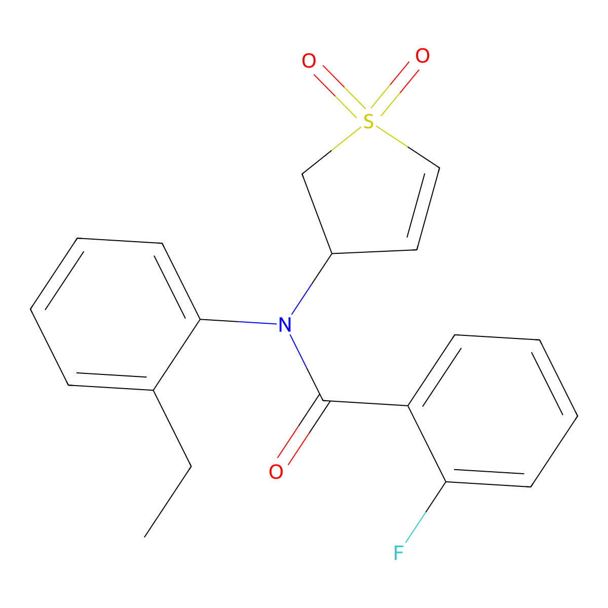 N-(1,1-dioxido-2,3-dihydrothiophen-3-yl)-N-(2-ethylphenyl)-2-fluorobenzamide molecular structure, CAS 863443-97-4