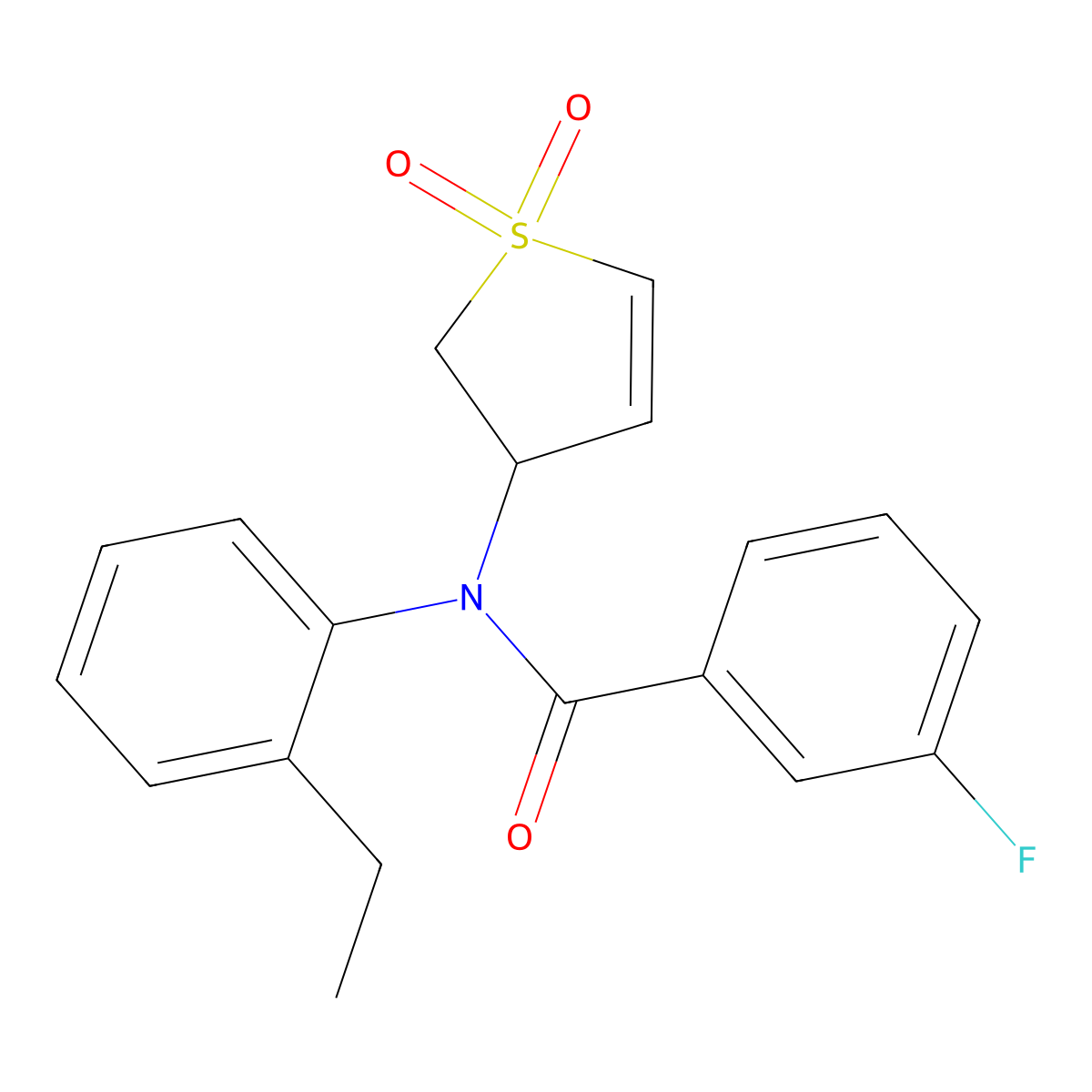 N-(1,1-dioxido-2,3-dihydrothiophen-3-yl)-N-(2-ethylphenyl)-3-fluorobenzamide molecular structure, CAS 863443-99-6
