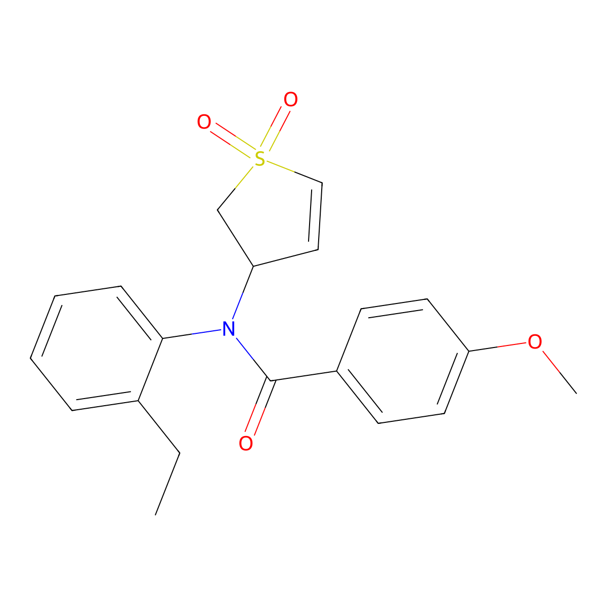 N-(1,1-dioxido-2,3-dihydrothiophen-3-yl)-N-(2-ethylphenyl)-4-methoxybenzamide molecular structure, CAS 863444-04-6
