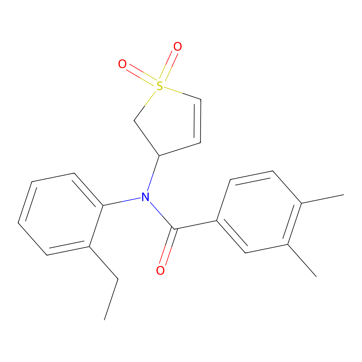 N-(1,1-dioxido-2,3-dihydrothiophen-3-yl)-N-(2-ethylphenyl)-3,4-dimethylbenzamide molecular structure, CAS 863444-10-4