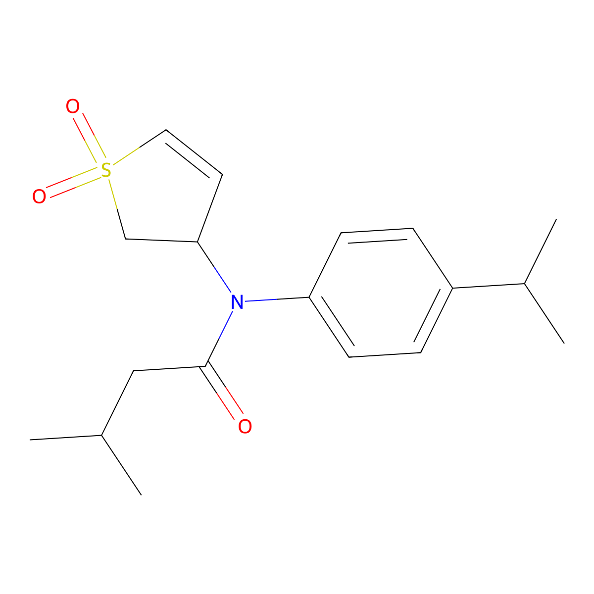 N-(1,1-Dioxido-2,3-dihydro-3-thiophenyl)-N-(4-isopropylphenyl)-3-methylbutanamide molecular structure, CAS 863444-32-0