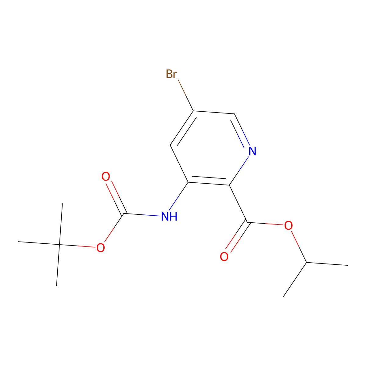 Isopropyl 5-bromo-3-((tert-butoxycarbonyl)amino)picolinate molecular structure, CAS 863444-51-3
