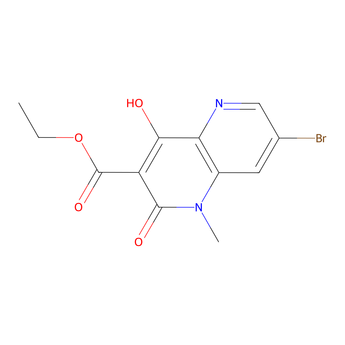 Ethyl 7-bromo-1,2-dihydro-4-hydroxy-1-methyl-2-oxo-1,5-naphthyridine-3-carboxylate molecular structure, CAS 863444-62-6