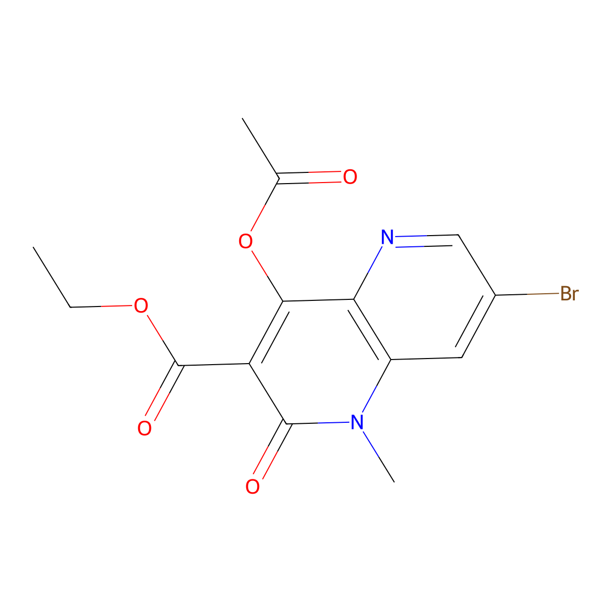 Ethyl 4-acetoxy-7-bromo-1-methyl-2-oxo-1,2-dihydro-1,5-naphthyridine-3-carboxylate molecular structure, CAS 863444-64-8
