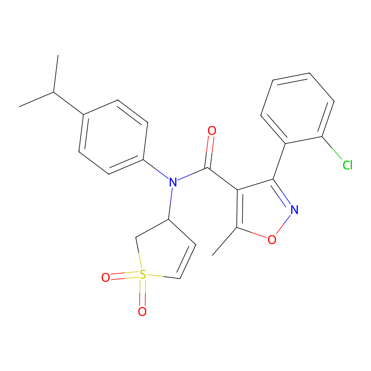 3-(2-chlorophenyl)-N-(1,1-dioxo-2,3-dihydro-1lambda6-thiophen-3-yl)-5-methyl-N-[4-(propan-2-yl)phenyl]-1,2-oxazole-4-carboxamide molecular structure, CAS 863445-18-5