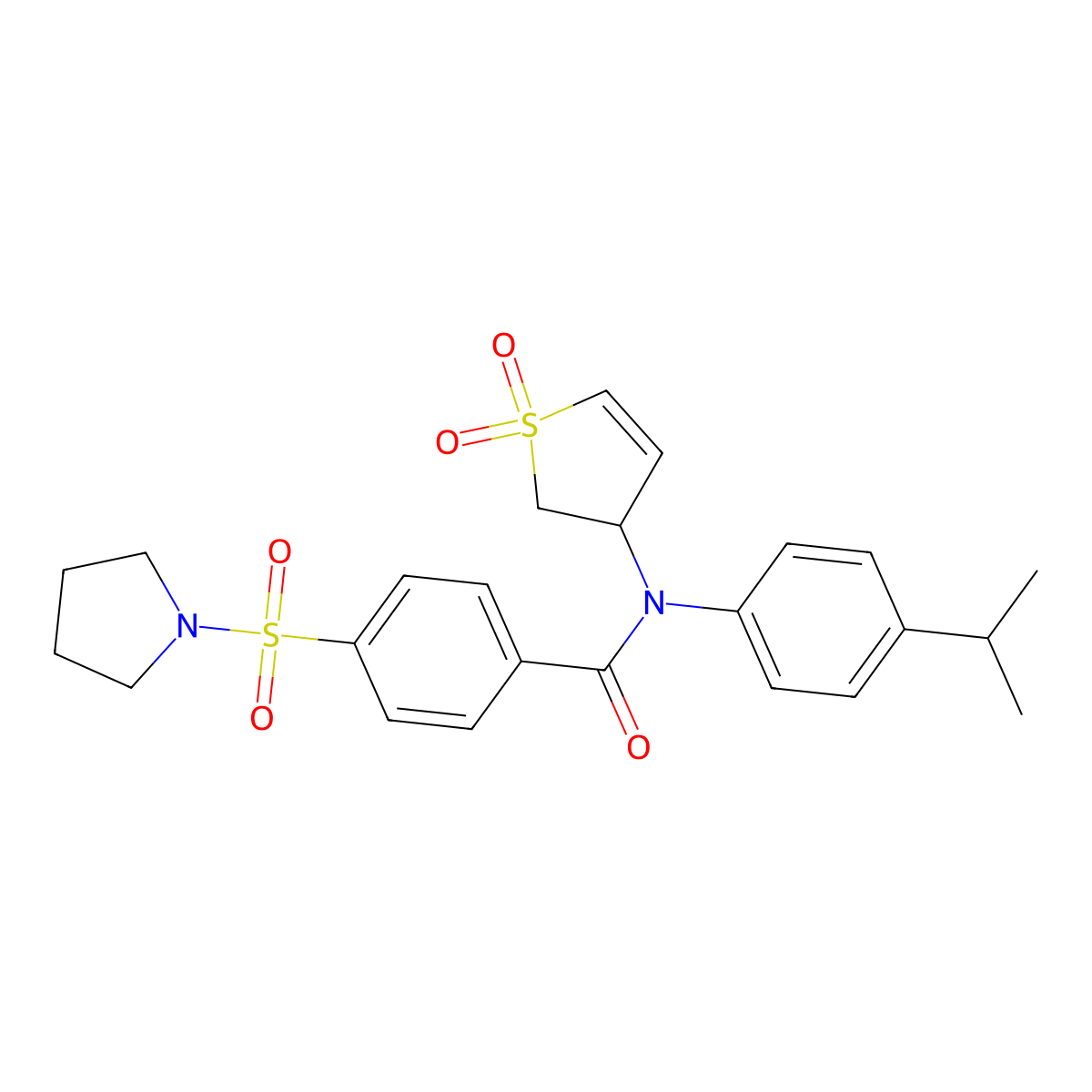 N-(1,1-dioxido-2,3-dihydrothiophen-3-yl)-N-(4-isopropylphenyl)-4-(pyrrolidin-1-ylsulfonyl)benzamide molecular structure, CAS 863445-24-3