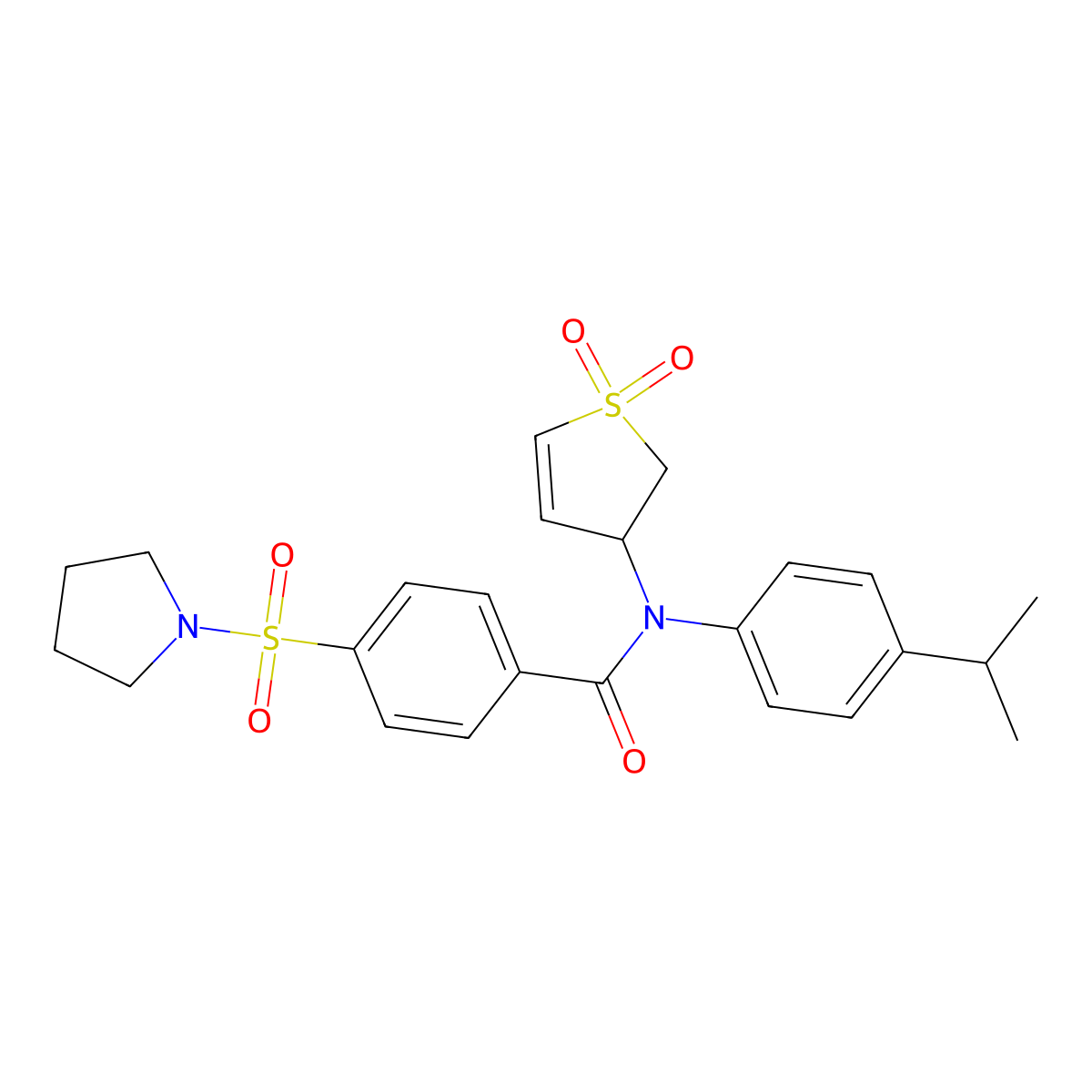 N-(1,1-dioxido-2,3-dihydrothiophen-3-yl)-N-(4-isopropylphenyl)-4-(pyrrolidin-1-ylsulfonyl)benzamide molecular structure, CAS 863445-24-3