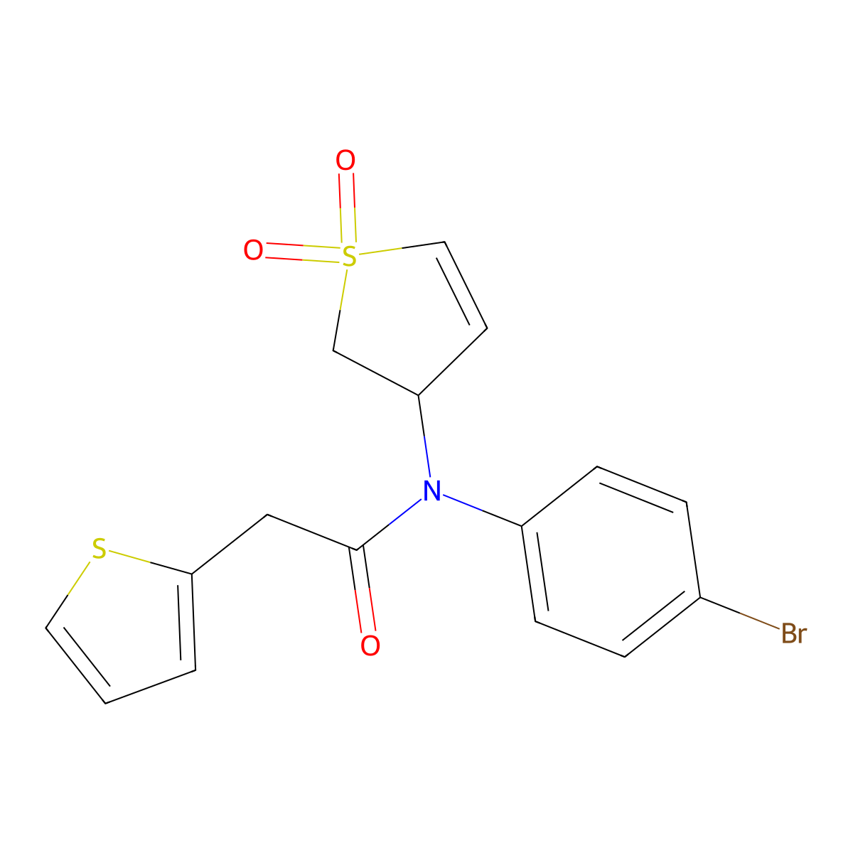 N-(4-bromophenyl)-N-(1,1-dioxido-2,3-dihydrothiophen-3-yl)-2-(thiophen-2-yl)acetamide molecular structure, CAS 863445-28-7