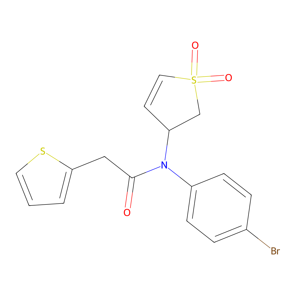 N-(4-bromophenyl)-N-(1,1-dioxido-2,3-dihydrothiophen-3-yl)-2-(thiophen-2-yl)acetamide molecular structure, CAS 863445-28-7