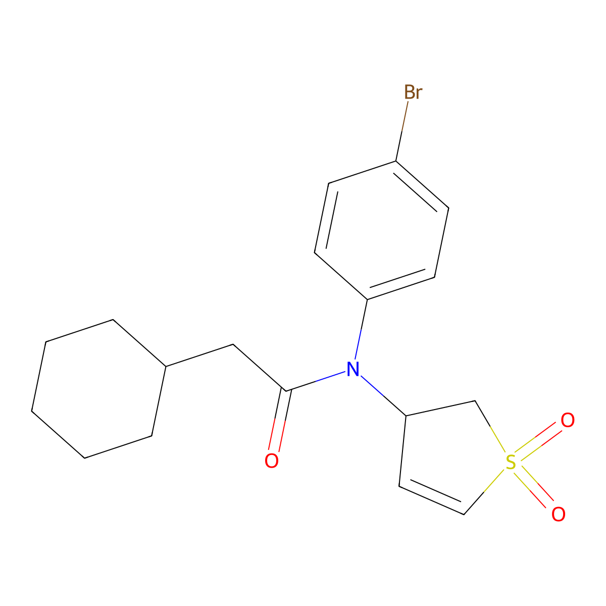 N-(4-bromophenyl)-2-cyclohexyl-N-(1,1-dioxido-2,3-dihydrothiophen-3-yl)acetamide molecular structure, CAS 863445-29-8