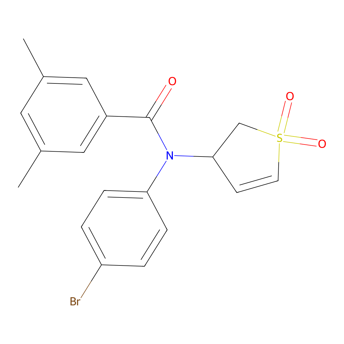 N-(4-bromophenyl)-N-(1,1-dioxido-2,3-dihydrothiophen-3-yl)-3,5-dimethylbenzamide molecular structure, CAS 863445-32-3