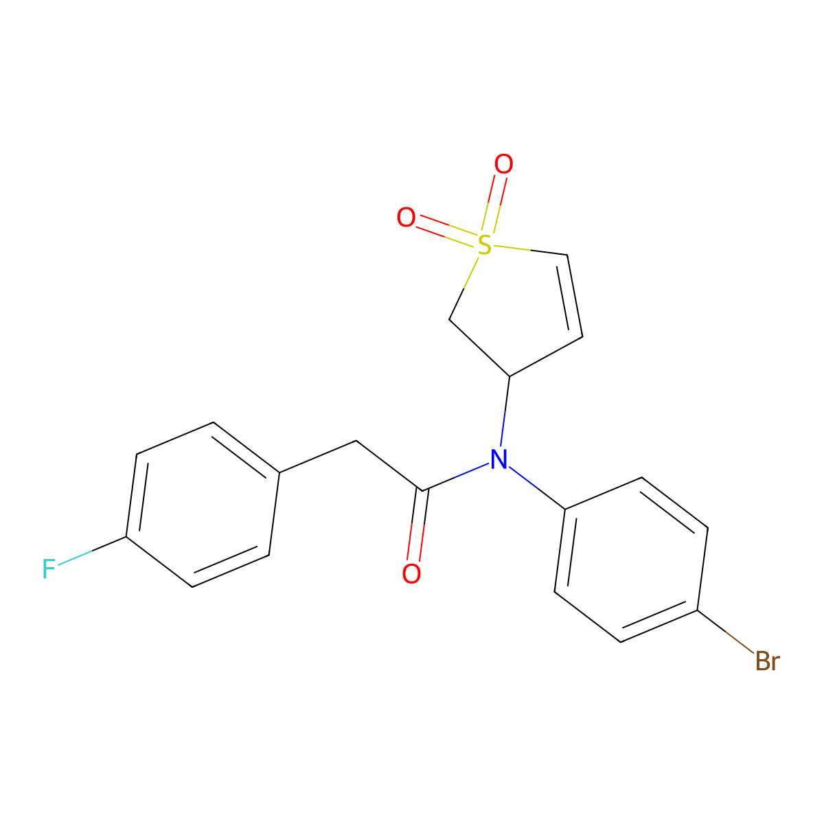 N-(4-bromophenyl)-N-(1,1-dioxido-2,3-dihydrothiophen-3-yl)-2-(4-fluorophenyl)acetamide molecular structure, CAS 863445-34-5