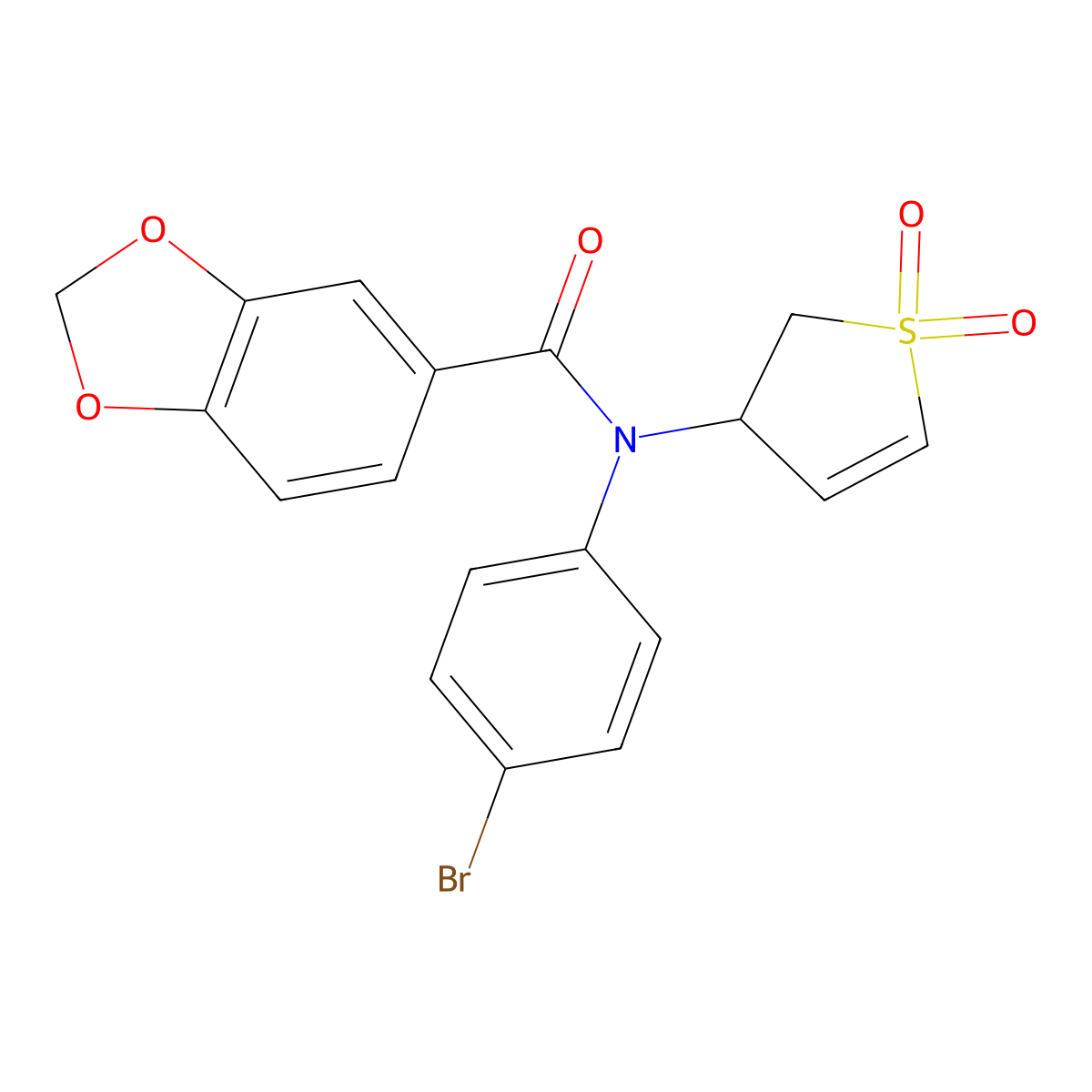 N-(4-bromophenyl)-N-(1,1-dioxido-2,3-dihydrothiophen-3-yl)benzo[d][1,3]dioxole-5-carboxamide molecular structure, CAS 863445-38-9