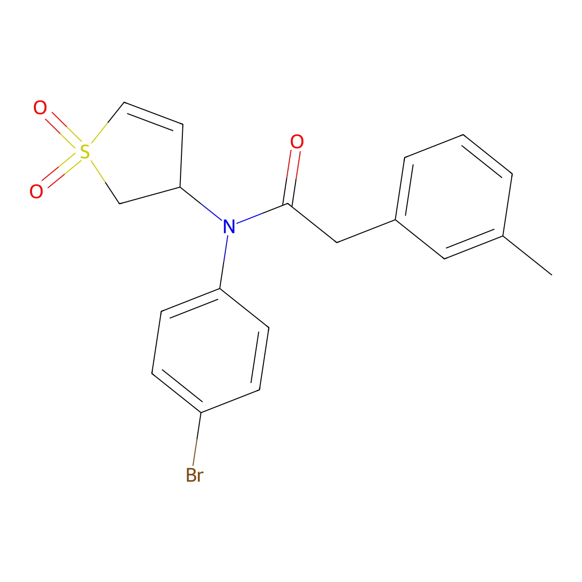 N-(4-bromophenyl)-N-(1,1-dioxido-2,3-dihydrothiophen-3-yl)-2-(m-tolyl)acetamide molecular structure, CAS 863445-40-3