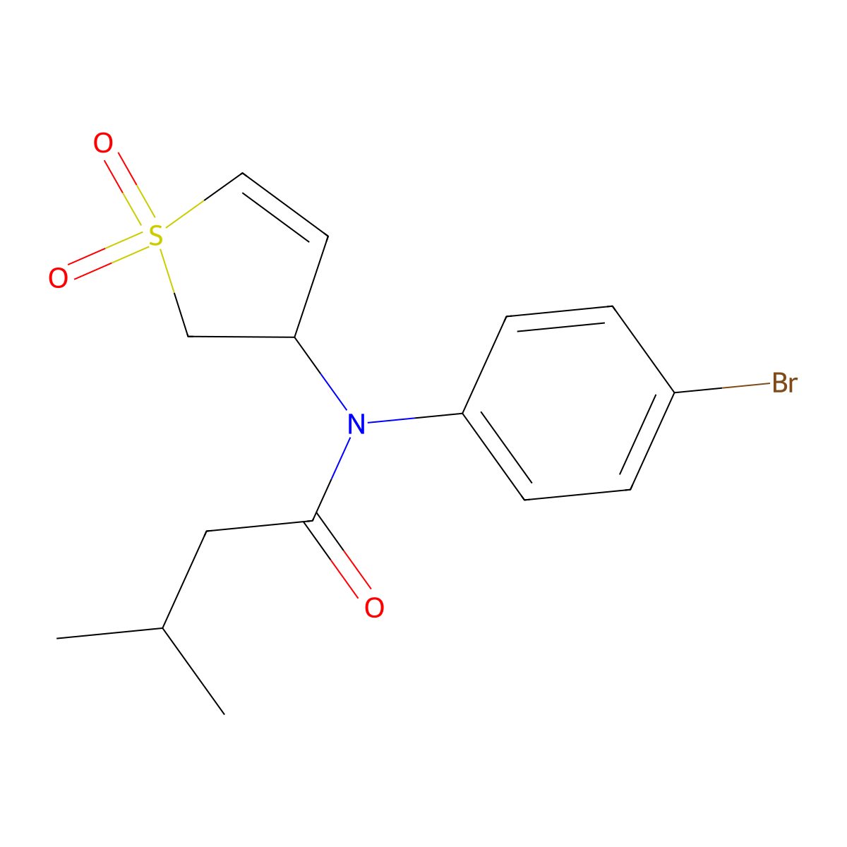 N-(4-bromophenyl)-N-(1,1-dioxo-2,3-dihydro-1lambda6-thiophen-3-yl)-3-methylbutanamide molecular structure, CAS 863445-42-5
