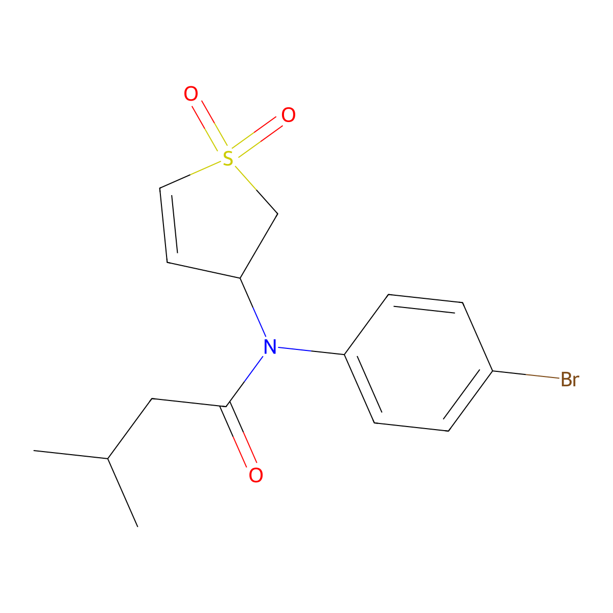 N-(4-bromophenyl)-N-(1,1-dioxo-2,3-dihydro-1lambda6-thiophen-3-yl)-3-methylbutanamide molecular structure, CAS 863445-42-5