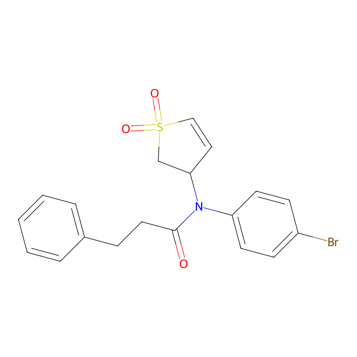 N-(4-bromophenyl)-N-(1,1-dioxido-2,3-dihydrothien-3-yl)-3-phenylpropanamide molecular structure, CAS 863445-44-7