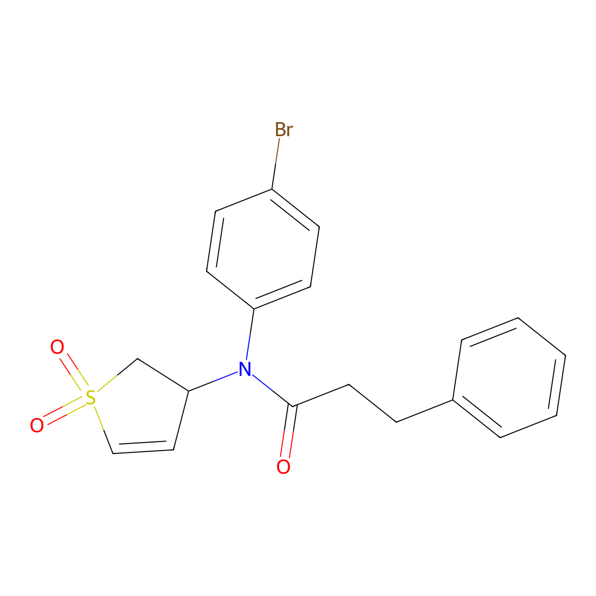 N-(4-bromophenyl)-N-(1,1-dioxido-2,3-dihydrothien-3-yl)-3-phenylpropanamide molecular structure, CAS 863445-44-7