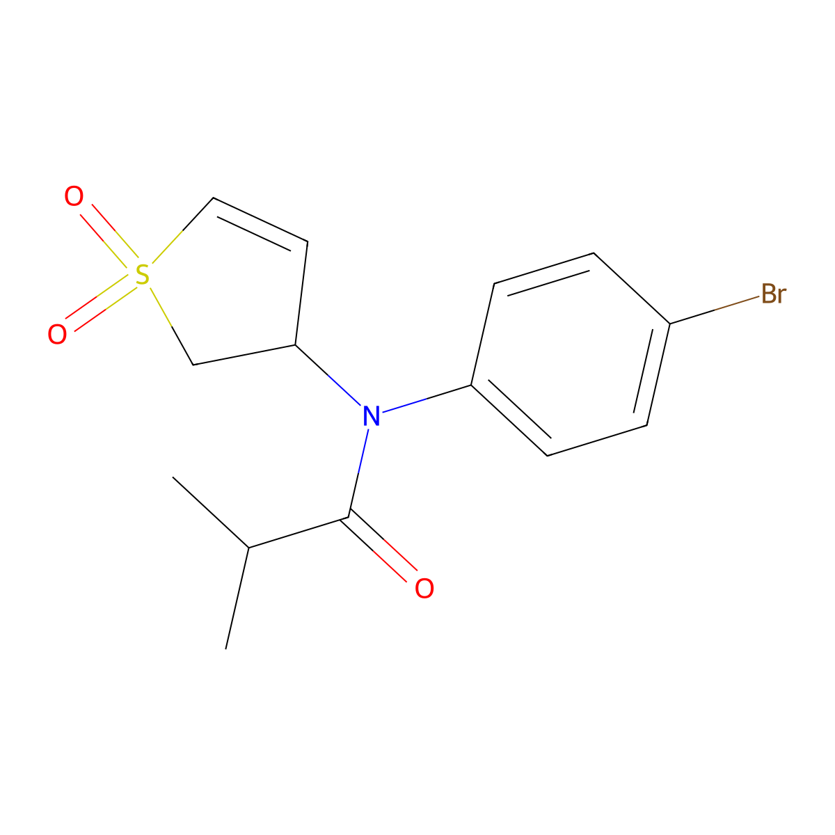 N-(4-bromophenyl)-N-(1,1-dioxido-2,3-dihydrothiophen-3-yl)isobutyramide molecular structure, CAS 863445-50-5