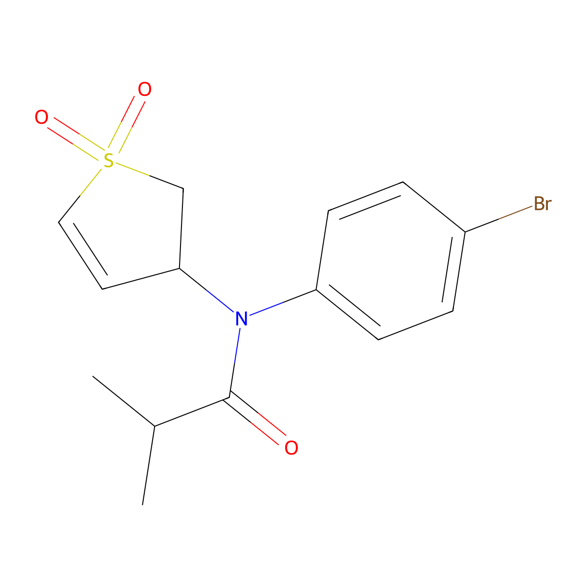 N-(4-bromophenyl)-N-(1,1-dioxido-2,3-dihydrothiophen-3-yl)isobutyramide molecular structure, CAS 863445-50-5