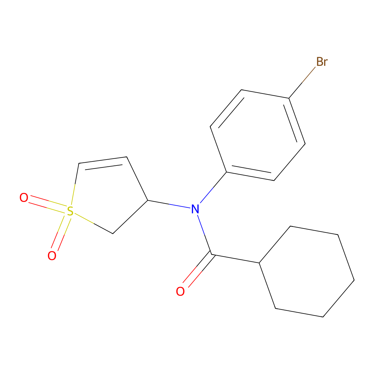 N-(4-bromophenyl)-N-(1,1-dioxido-2,3-dihydrothiophen-3-yl)cyclohexanecarboxamide molecular structure, CAS 863445-52-7