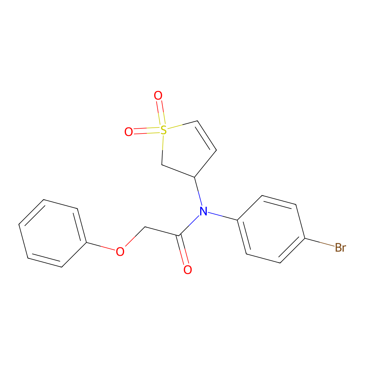 N-(4-bromophenyl)-N-(1,1-dioxido-2,3-dihydrothiophen-3-yl)-2-phenoxyacetamide molecular structure, CAS 863445-55-0