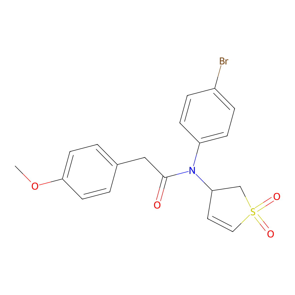N-(4-bromophenyl)-N-(1,1-dioxido-2,3-dihydrothien-3-yl)-2-(4-methoxyphenyl)acetamide molecular structure, CAS 863445-56-1