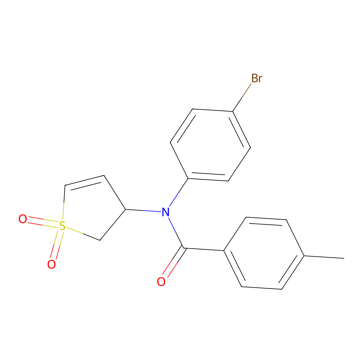 N-(4-bromophenyl)-N-(1,1-dioxido-2,3-dihydrothiophen-3-yl)-4-methylbenzamide molecular structure, CAS 863445-58-3