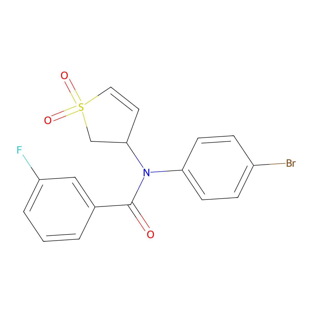 N-(4-bromophenyl)-N-(1,1-dioxido-2,3-dihydrothiophen-3-yl)-3-fluorobenzamide molecular structure, CAS 863445-59-4
