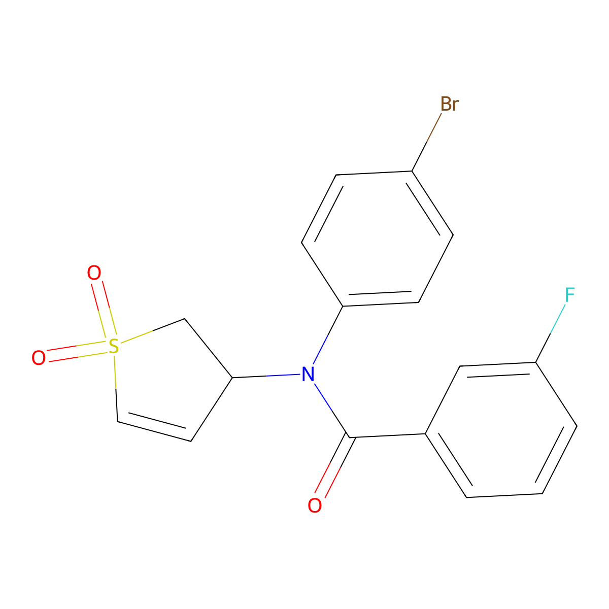 N-(4-bromophenyl)-N-(1,1-dioxido-2,3-dihydrothiophen-3-yl)-3-fluorobenzamide molecular structure, CAS 863445-59-4