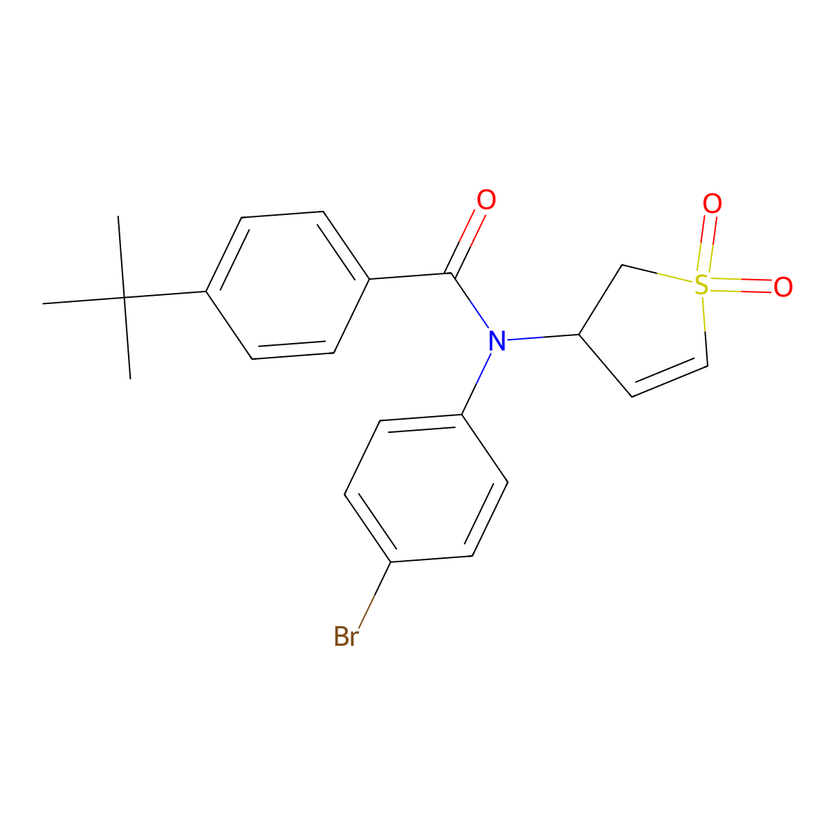 N-(4-bromophenyl)-4-(tert-butyl)-N-(1,1-dioxido-2,3-dihydrothiophen-3-yl)benzamide molecular structure, CAS 863445-62-9